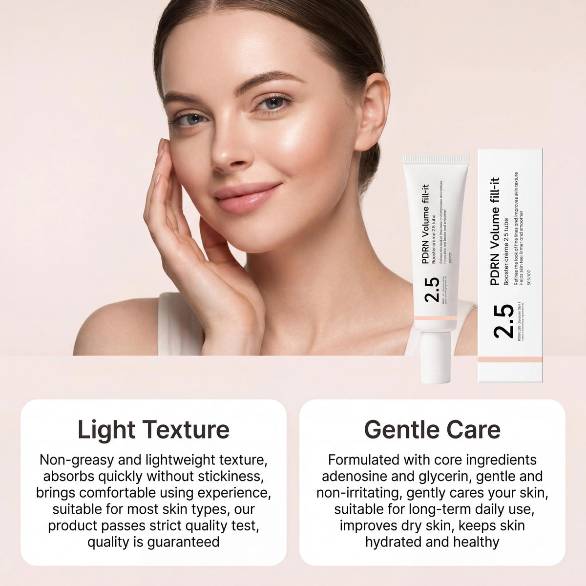 PDRN Volume Fill-It Booster Facial Cream Anti Aging Wrinkle Filler Fade Smile Lines Firming Skin Barrier Repair Deep Hydration Lightweight Cream
