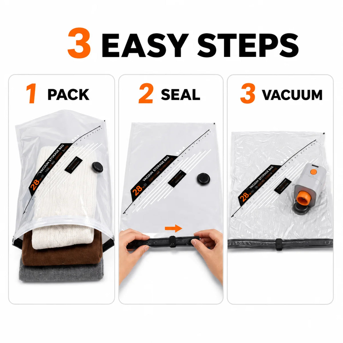 Electric Air Pump for Vacuum Seal Bags, Reusable Travel Space Saver Bags, Cordless Clothes Storage Compression Bag Organizer
