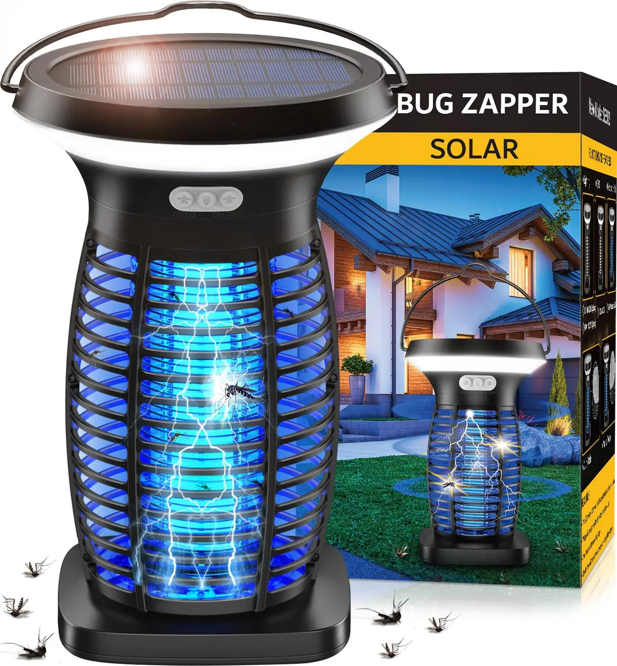 Solar Bug Zapper With Auto Sensor And Waterproof Design