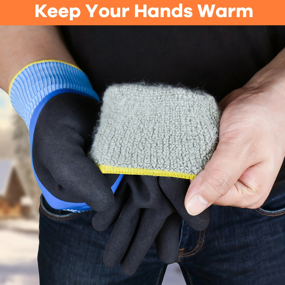 Winter Anti-Cut and Cold Proof Sandy Nitrile Coating Safety Working Gloves PPE Hand Protection CE EN388