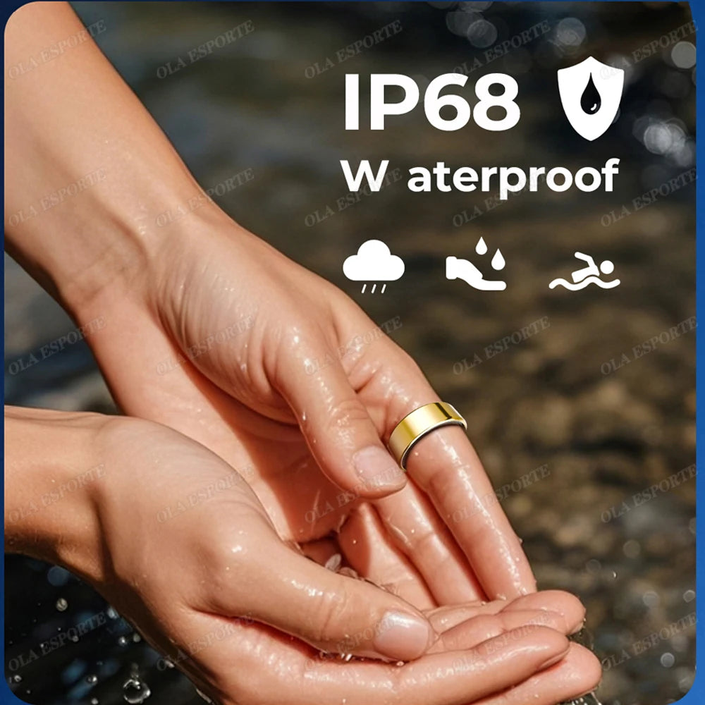 Smart Ring with Charging Case Sizes 7-13 Health Tracker Blood Pressure Heart Rate SpO2 Sleep Monitoring IP68 Waterproof Fitness Ring R12