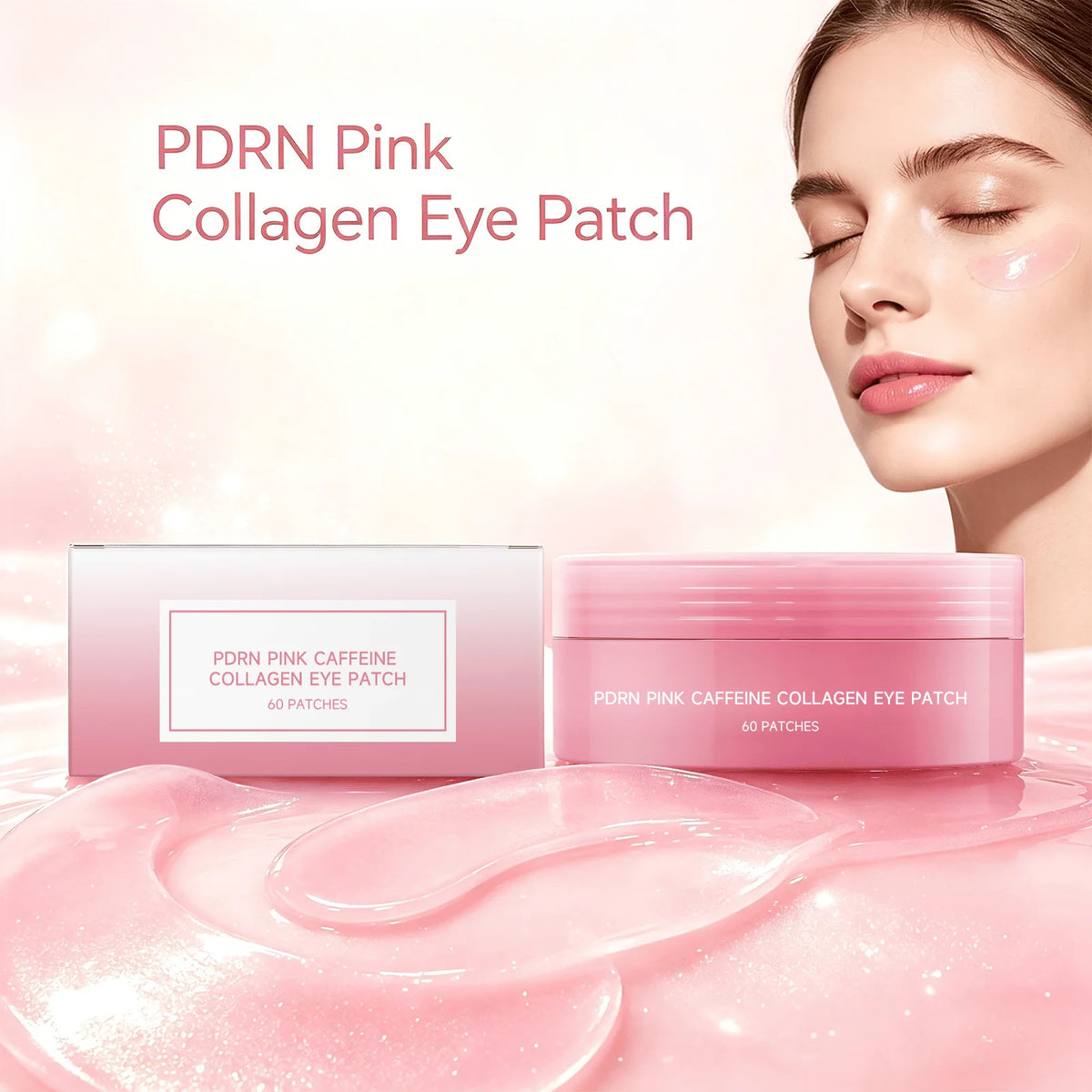 Pink PDRN Collagen Eye Patches Mask Anti Dark Circles Wrinkles Fine Lines Moisturizing Brightening Firming Lift Puffy Bags Under Eye Care