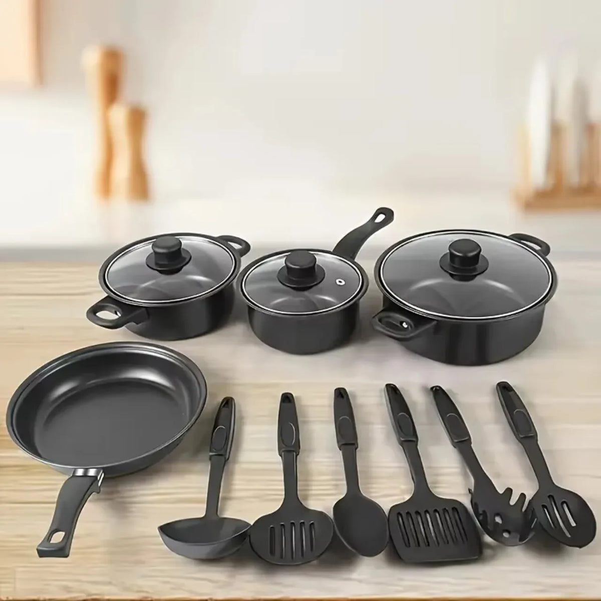 13PCS Nonstick Cookware Set, Induction Compatible Pots and Pans Set with Frying Pan & Utensils for Kitchen Cooking & Camping