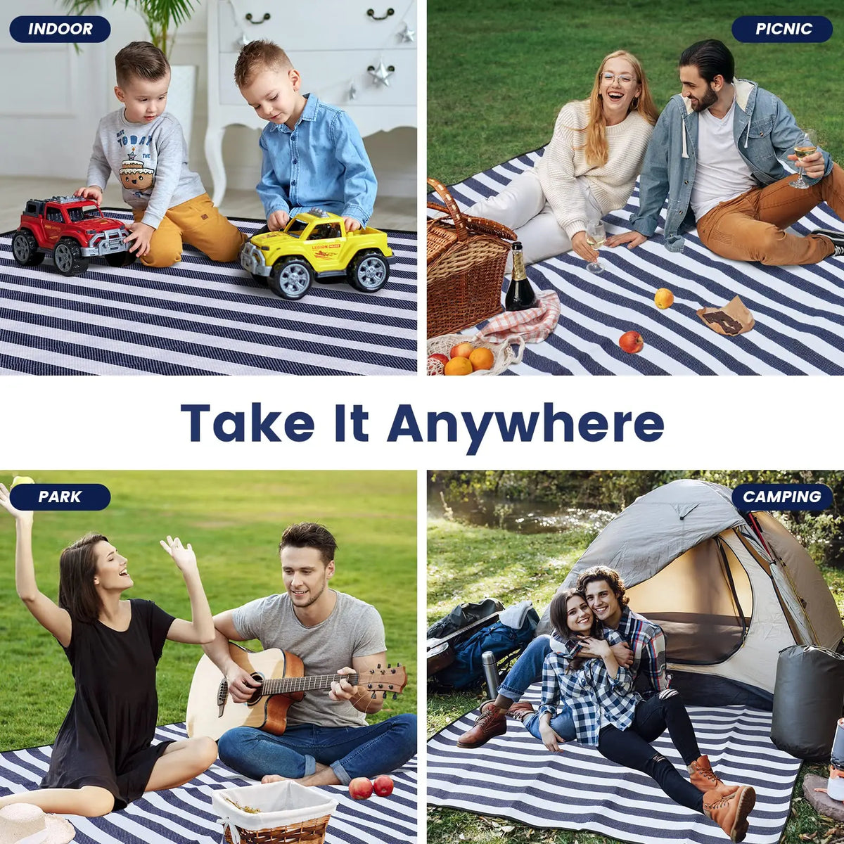 Extra Large 80" X 80" Picnic Blanket Waterproof And Foldable Beach Blanket for Outdoor Picnics And Beach Days