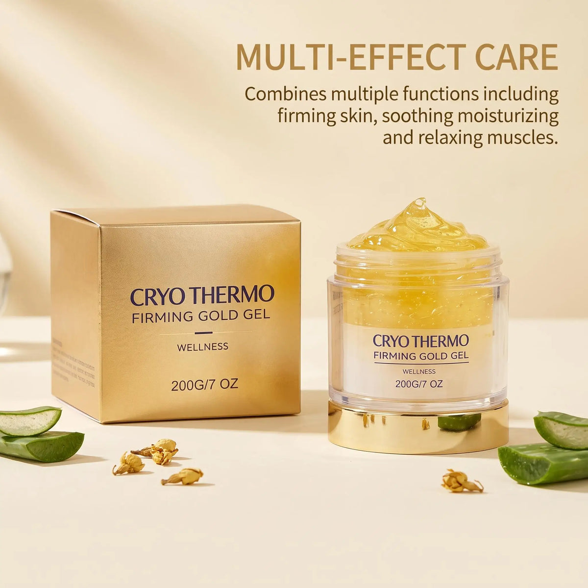 Cryo Thermo Firming Gold Gel Aloe Vera Extract Firms Skin Soothe Moisturize Promote Circulation Lift Sagging Boost Elasticity Lightweight Deep Hydration Body Care Cream