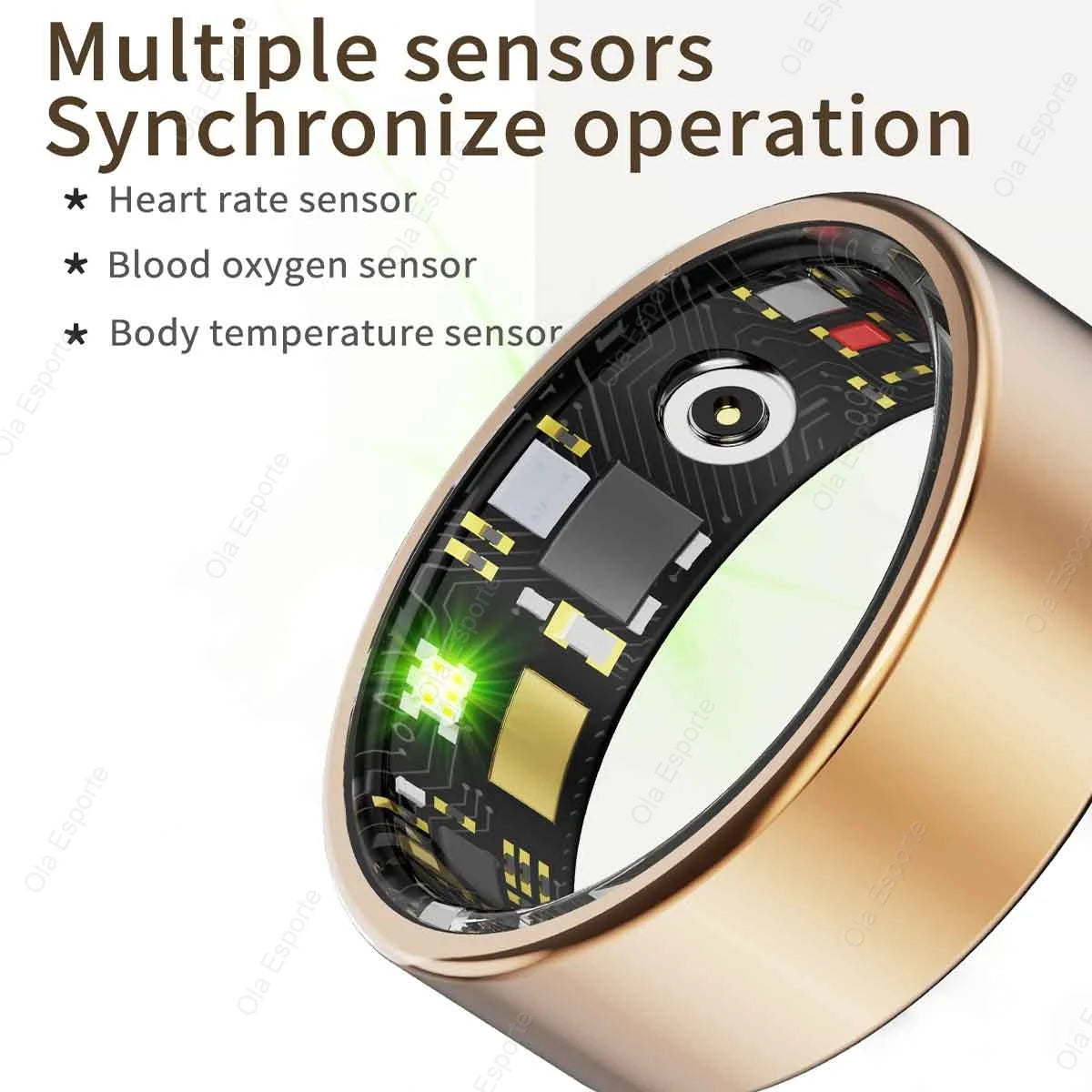 Smart Ring with Charging Case Sizes 7-13 Health Tracker Blood Pressure Heart Rate SpO2 Sleep Monitoring IP68 Waterproof Fitness Ring R12