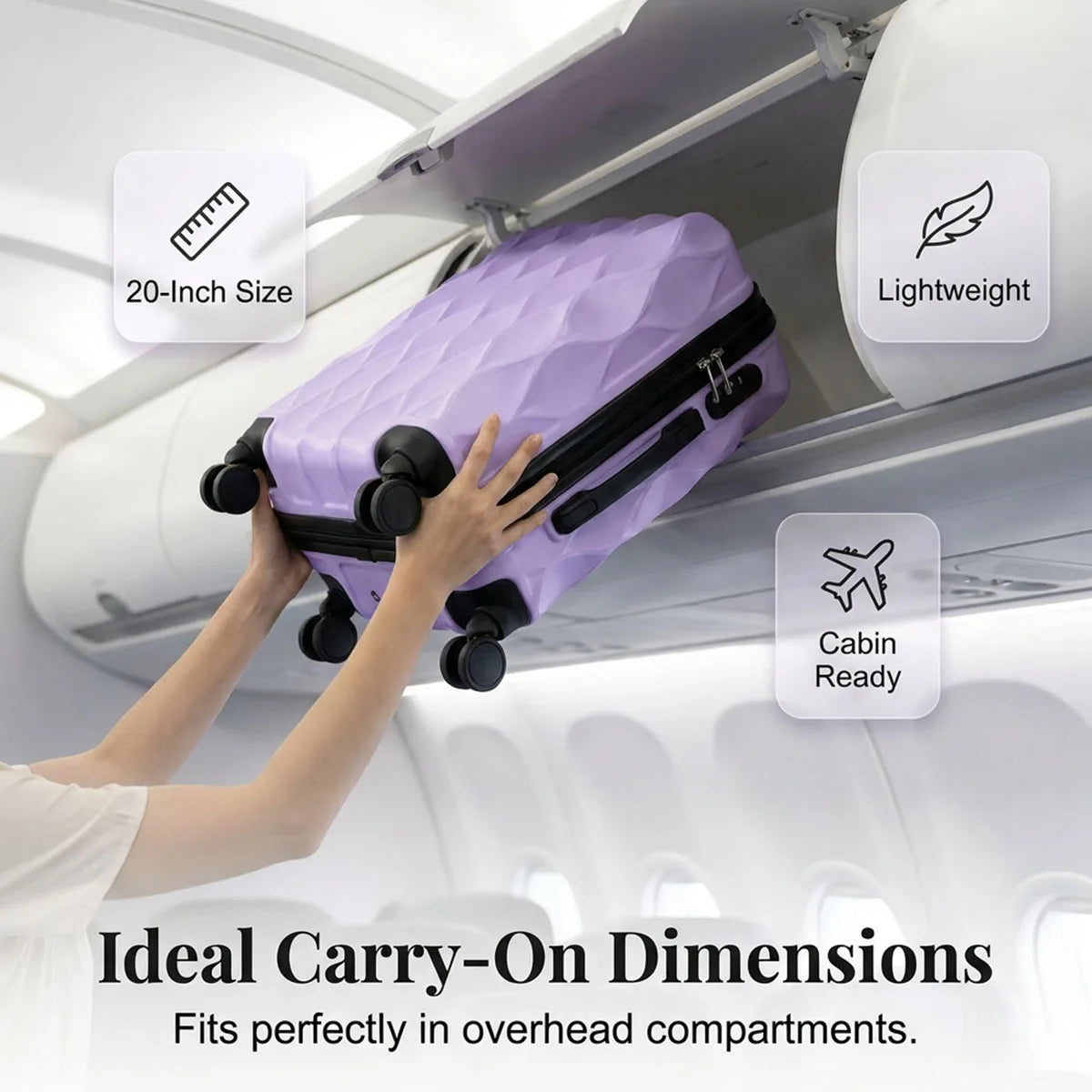 2 Piece Hard Shell Luggage Set, 20 Inch Carry On Suitcase with Cosmetic Case, 360° Spinner Wheels TSA Lock Lightweight Travel Luggage for Airplane Trips