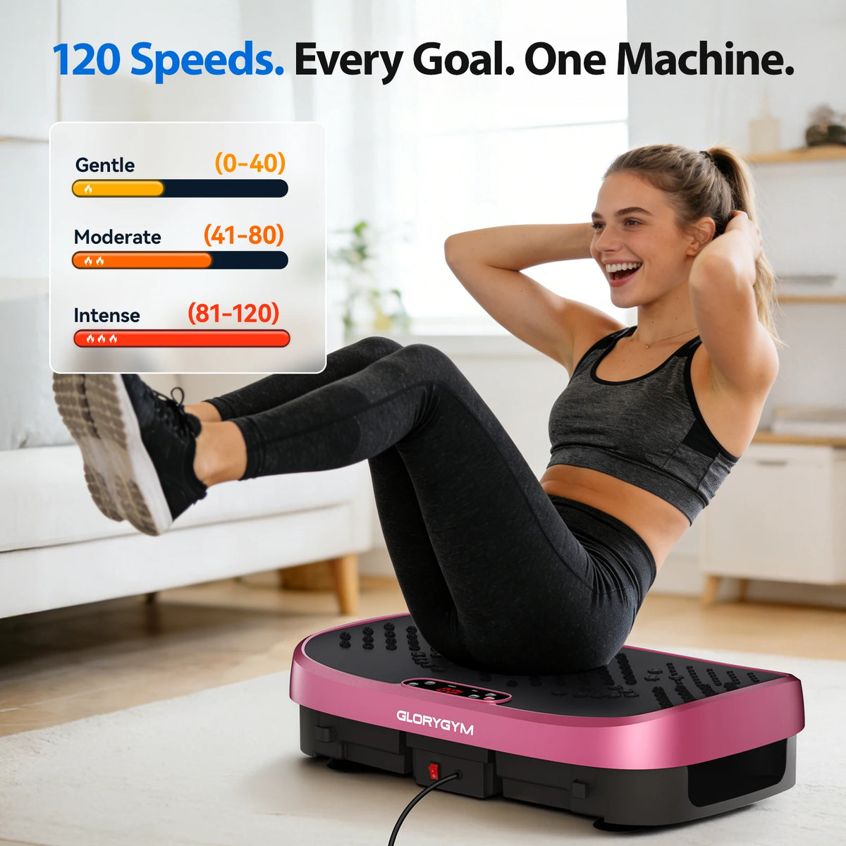 Magnetic Vibration Plate Exercise Machine Fat Burning 120 Levels 330lbs Portable Quiet Home Fitness APP Control Workout Platform for Home Gym Body Shaping Gift for Women Men