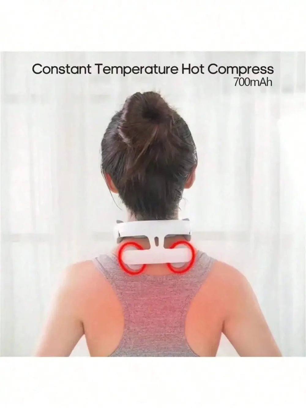 1 Piece Smart Portable Electric Neck Massager Rechargeable Neck Shoulder Massage Device for Muscle Relaxation Home Office Daily Fatigue Relief