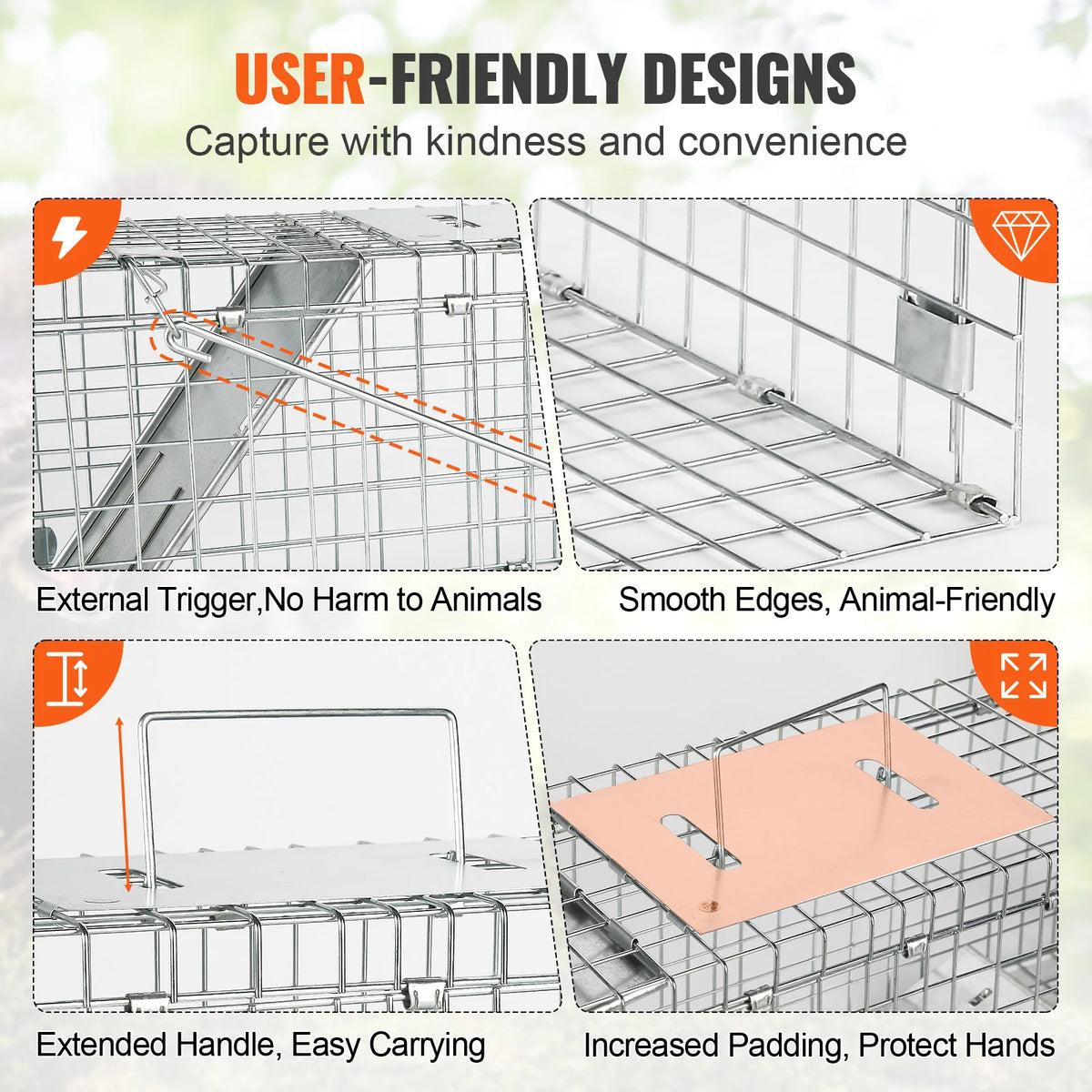 SucceBuy Humane Folding Live Trap Cage for Cats and Rodents
