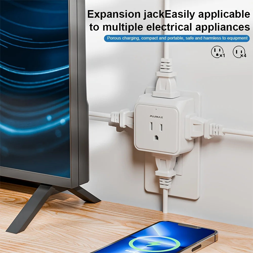 PUJIMAX Five Outlet US Plug Adapter Electrical Socket Splitter