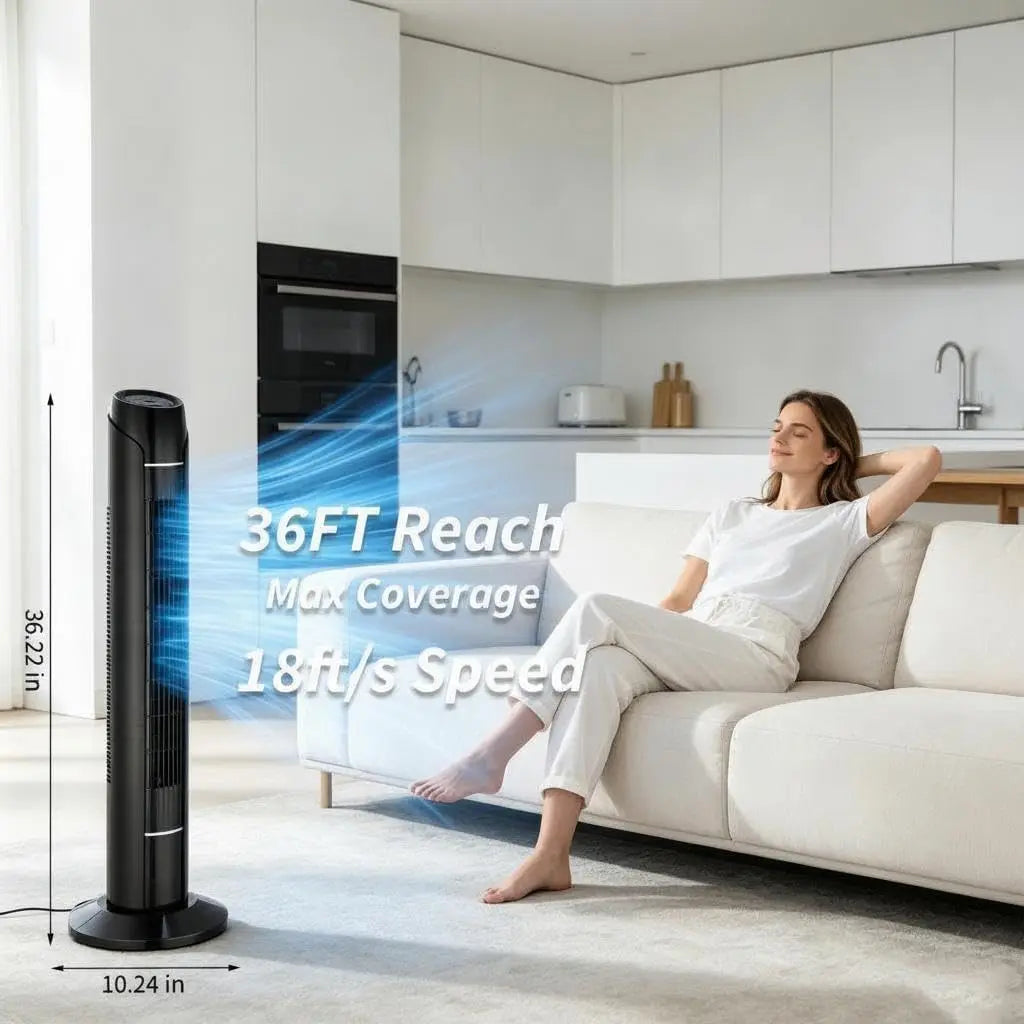Quiet DC Motor Oscillating Tower Fan With Remote Control