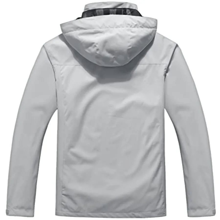 OTU Men's Lightweight Waterproof Hooded Rain Jacket Outdoor Raincoat Shell Jacket for Hiking Travel