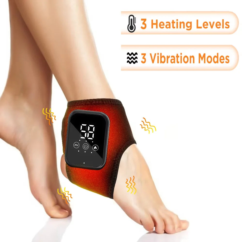 Electric 3-in-1 Ankle Calf Foot Vibration Massager 6 Levels Hot Compress Massage Ankle Brace Plantar Fascia Foot Muscle Relax
