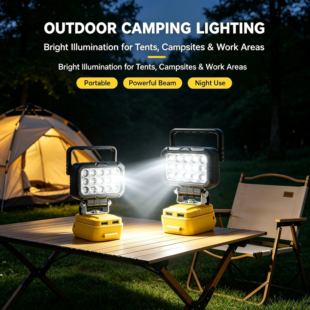 Cordless LED Work Light For Dewalt 18V Li-ion Battery, 8in Portable Flood Light Flashlight With USB Port, Jobsite Tool Lamp, Battery Not Included