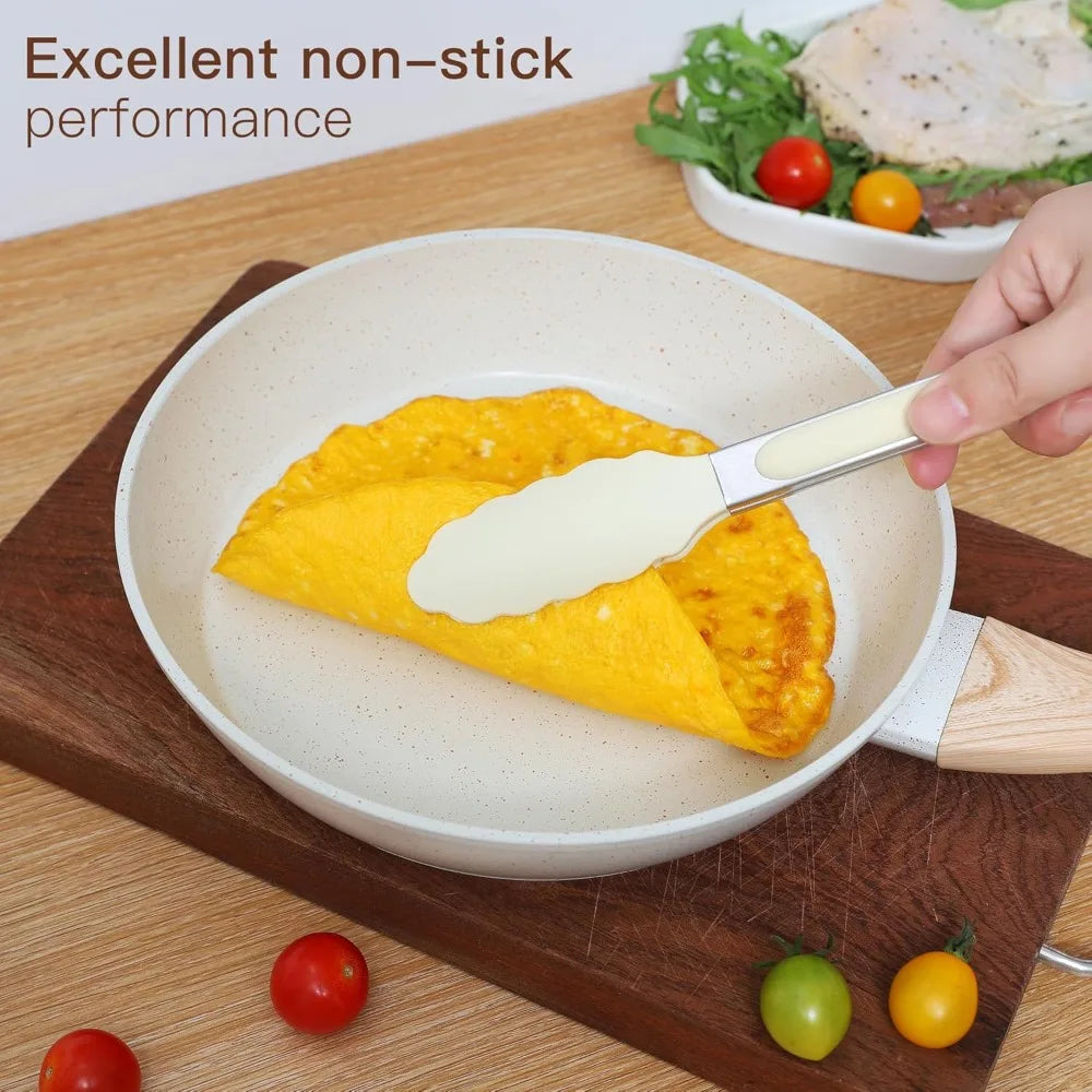 Ceramic Coating Nonstick Cookware Set 15 Pieces Pots and Pans Kitchenware Utensils white
