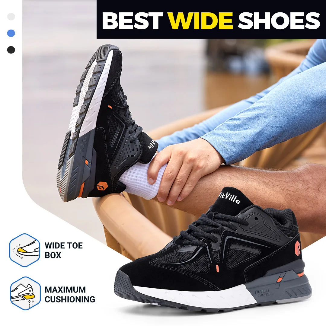 FitVille Men's Walking Shoes With Arch Support And Heel Relief