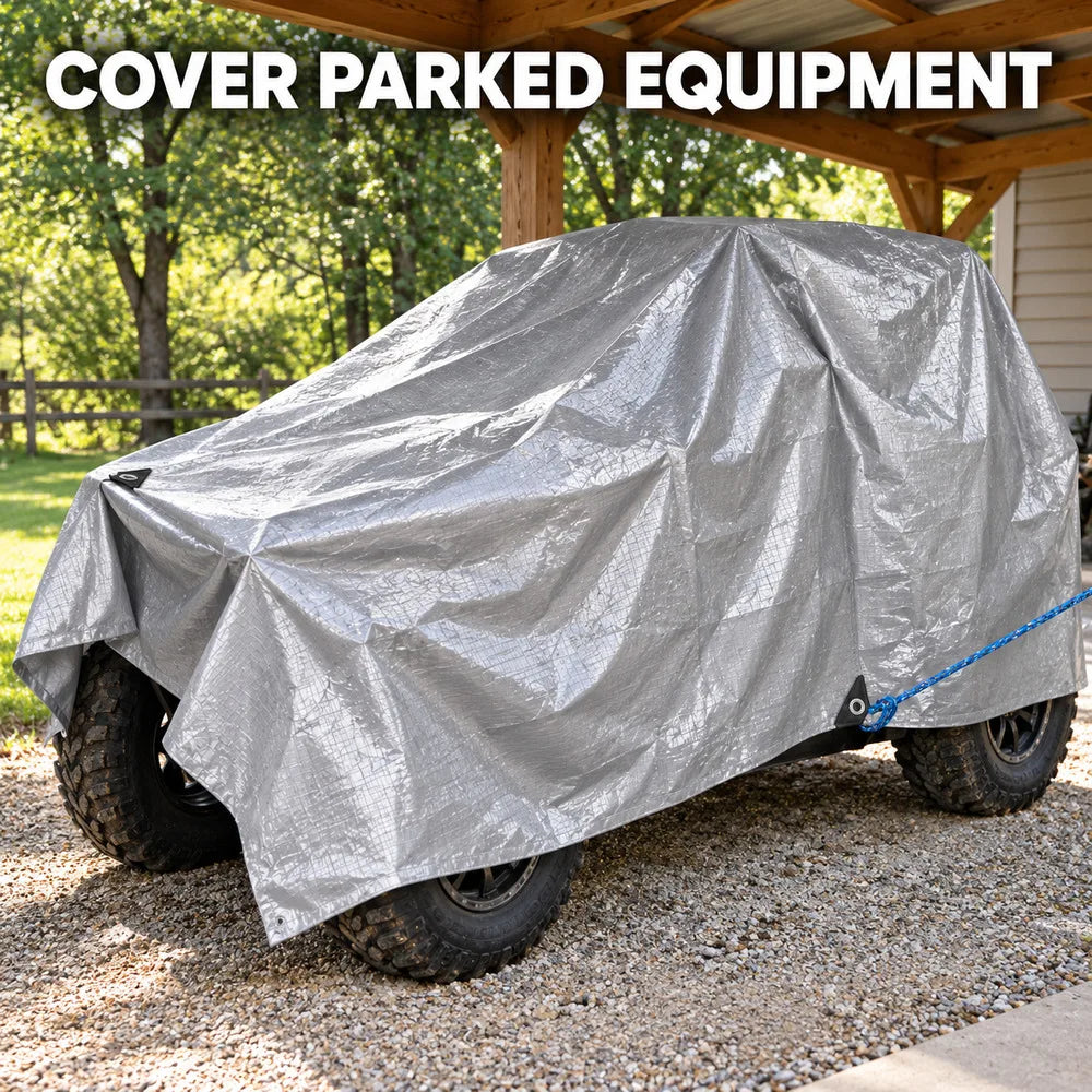 Zoe Waterproof Tarp With 20 Cm Ground Stakes And 5 M Tie Down Rope For Securing Outdoor Covers PE Tarpaulin With Grommets For Patio Furniture Firewood And Yard Equipment
