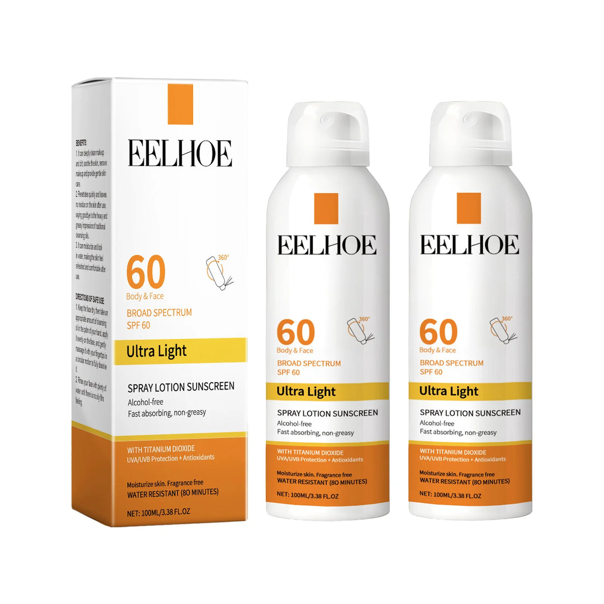 EELHOE Vitamin E Sunscreen Spray for Face and Body Protection