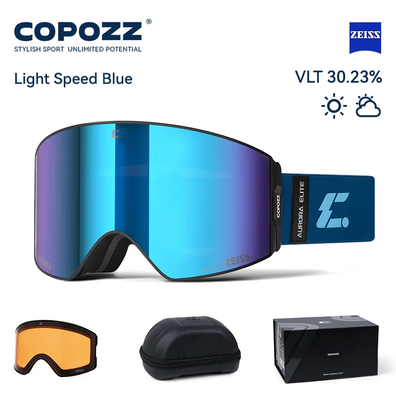 COPOZZ 2026 New ZEISS Lens Professional Ski Goggles Upgraded Magnetic Quick-Change Double Layers Anti-fog UV400 Snow Glasses