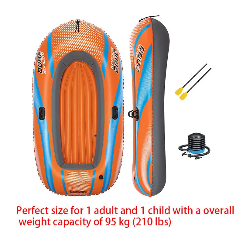Bestway 61136/61140/61142/61146 1-3 Person Heavy Duty Inflatable Kayak - Long Lasting PVC Rafting Adventure Boat for Thrilling