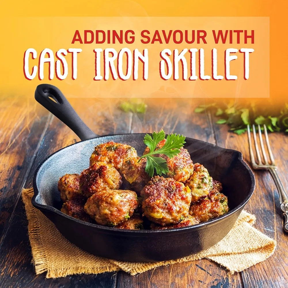 3PCS Cast Iron Skillet Set (6/8/10 Inch) Pre-Seasoned, Heavy-Duty Pans for Oven, Grill & Campfire, Even Heat, Non-Stick Surface
