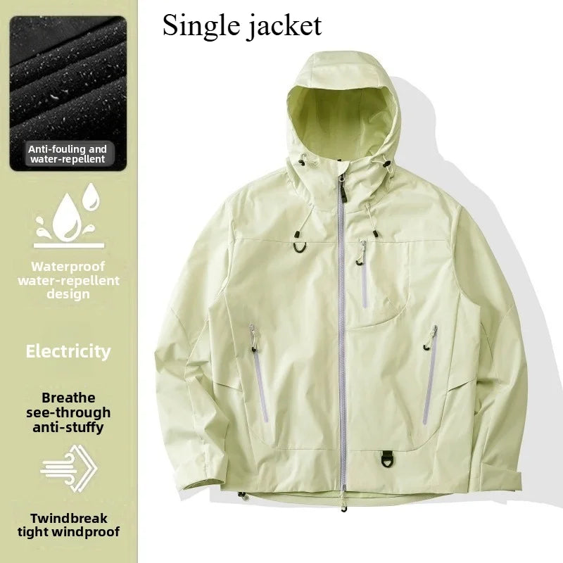 Empty Mountain Rain Hard Shell Windproof and Waterproof Functional Outdoor Three-in-One Hooded Mountaineering Jacket Men Women