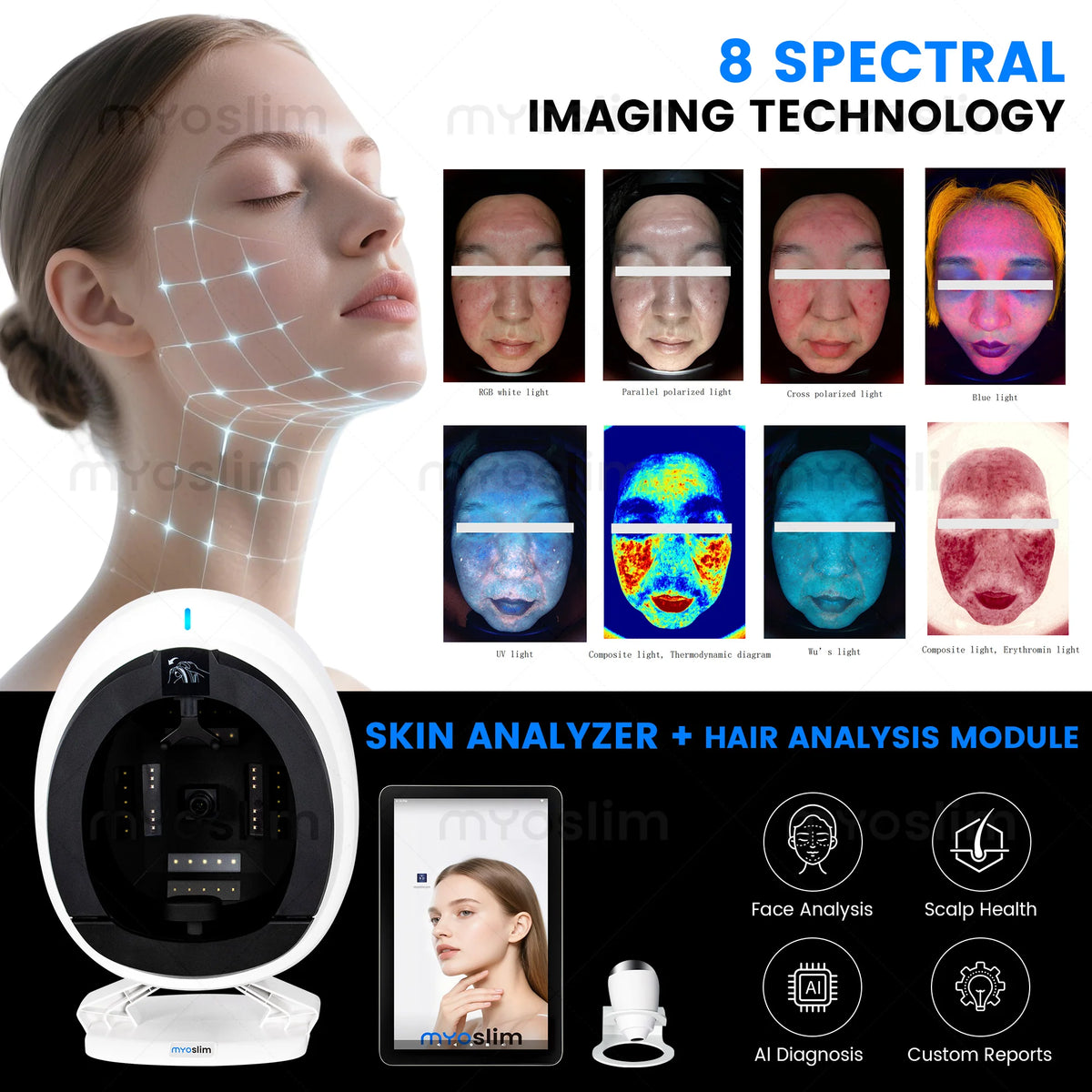 MYOSLIM AI Facial and Scalp Skin Analysis Scanner Machine