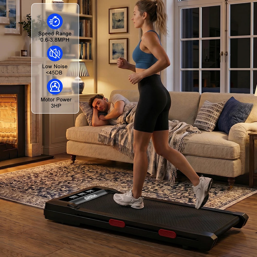 Superun Adjustable Incline Under Desk Walking Pad Treadmill for Home