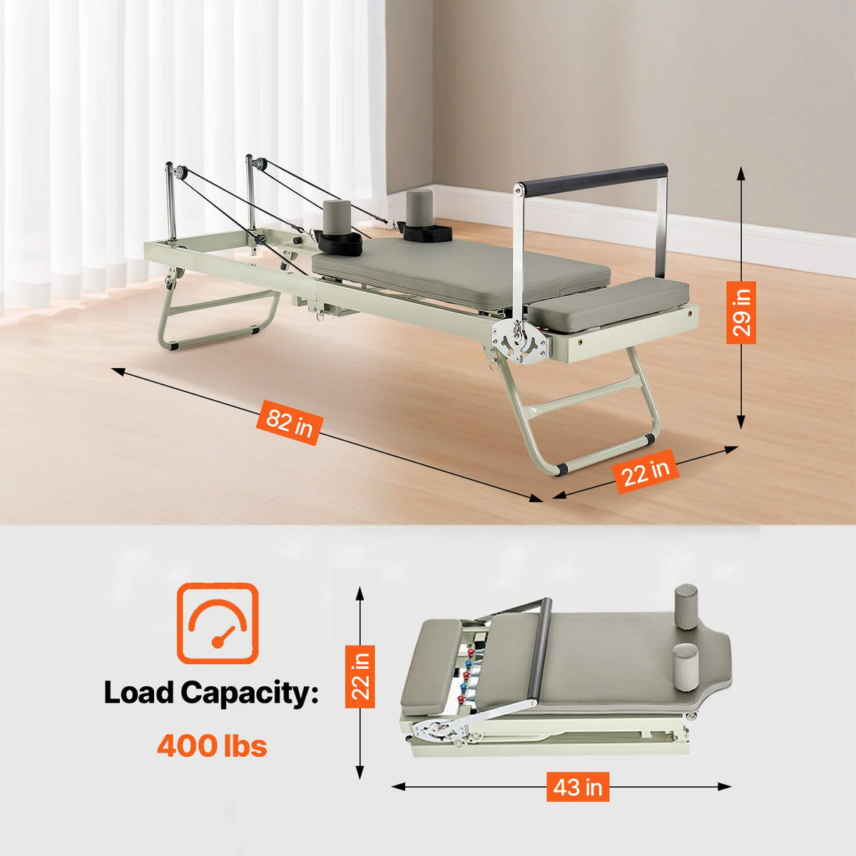 SucceBuy Foldable Pilates Reformer Machine for Home Gym Workouts