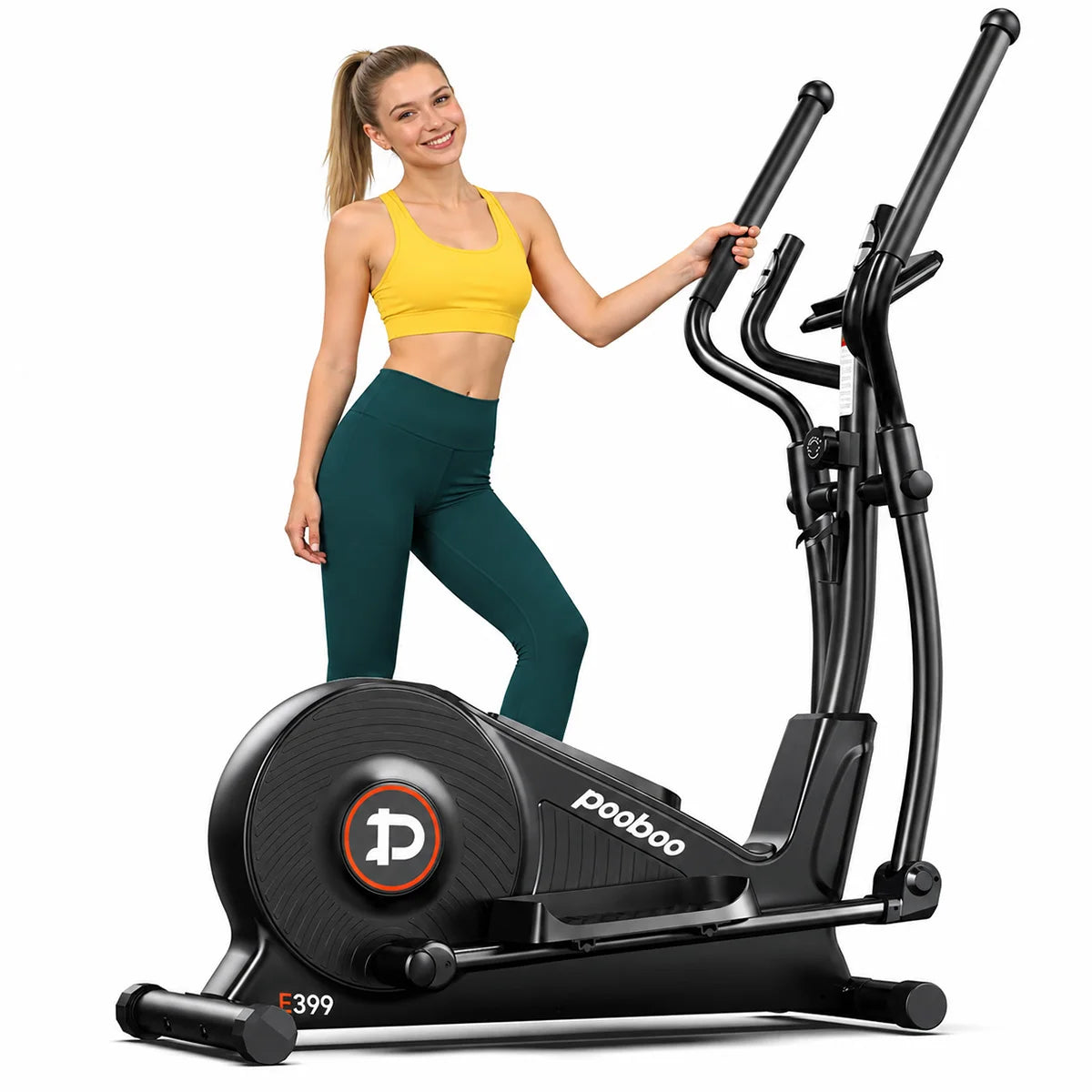 Pooboo Elliptical Machine, Elliptical Exercise Machine with 16-Level Resistance&Quiet Magnetic Driving System,15-17IN Stride,350LB Capacity