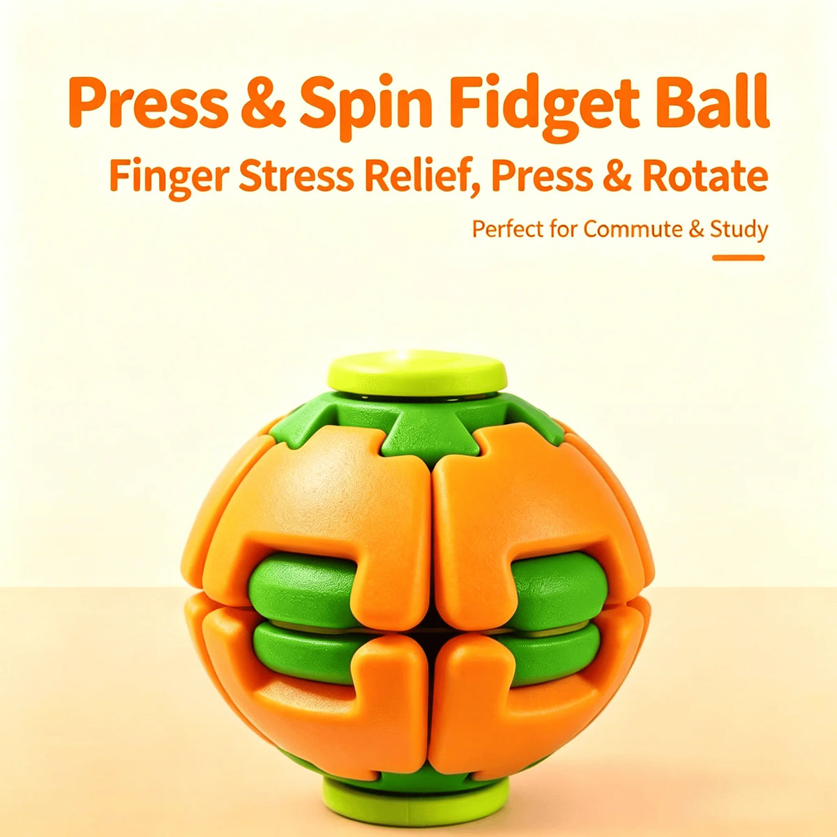 3D Printed Rotating Fidget Ball Pressable Finger Spinner Portable Pocket Stress Toy Smooth Spin Anxiety Relief Desk Toy for Office Study