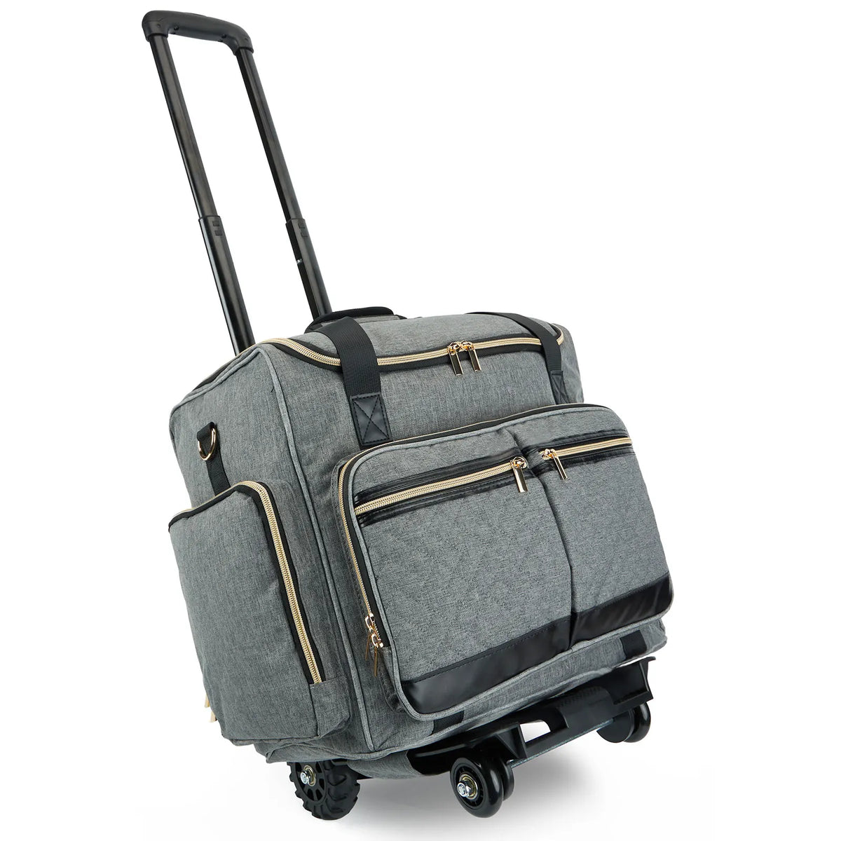 Rolling Teacher Bag With 4 Wheels, Art Tote Bag For Women With Detachable Dolly, Heavy Duty Briefcase With Padded Sleeves For 15.6" Laptop