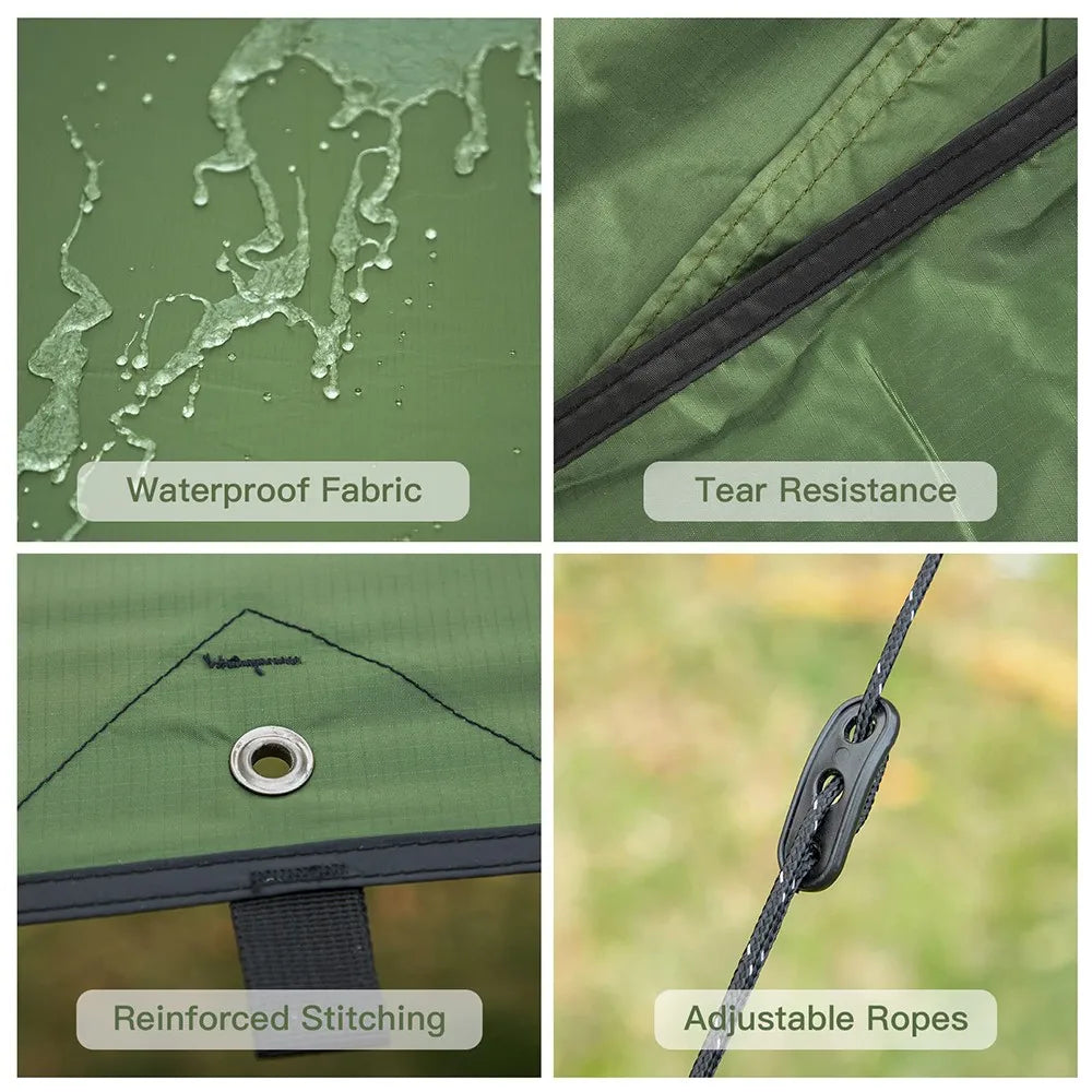 Night Cat Camping Tent Tarp Hammock Rain Fly Sunshade Shelter Tarp Waterproof Portable Lightweight for Outdoor Backpacking Hiking 12x10 ft