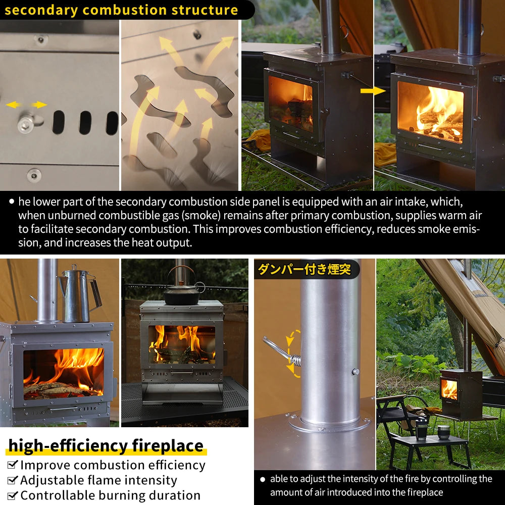 Soomloom Titanium Fireplace - Compact Portable Titanium Wood-Burning Stove for Outdoor Camping Grilling Adventures & Bushcraft