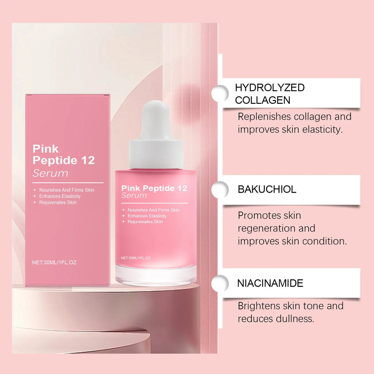 Peptide 12 Facial Serum With Niacinamide For Hydrated Firm-Looking Skin
