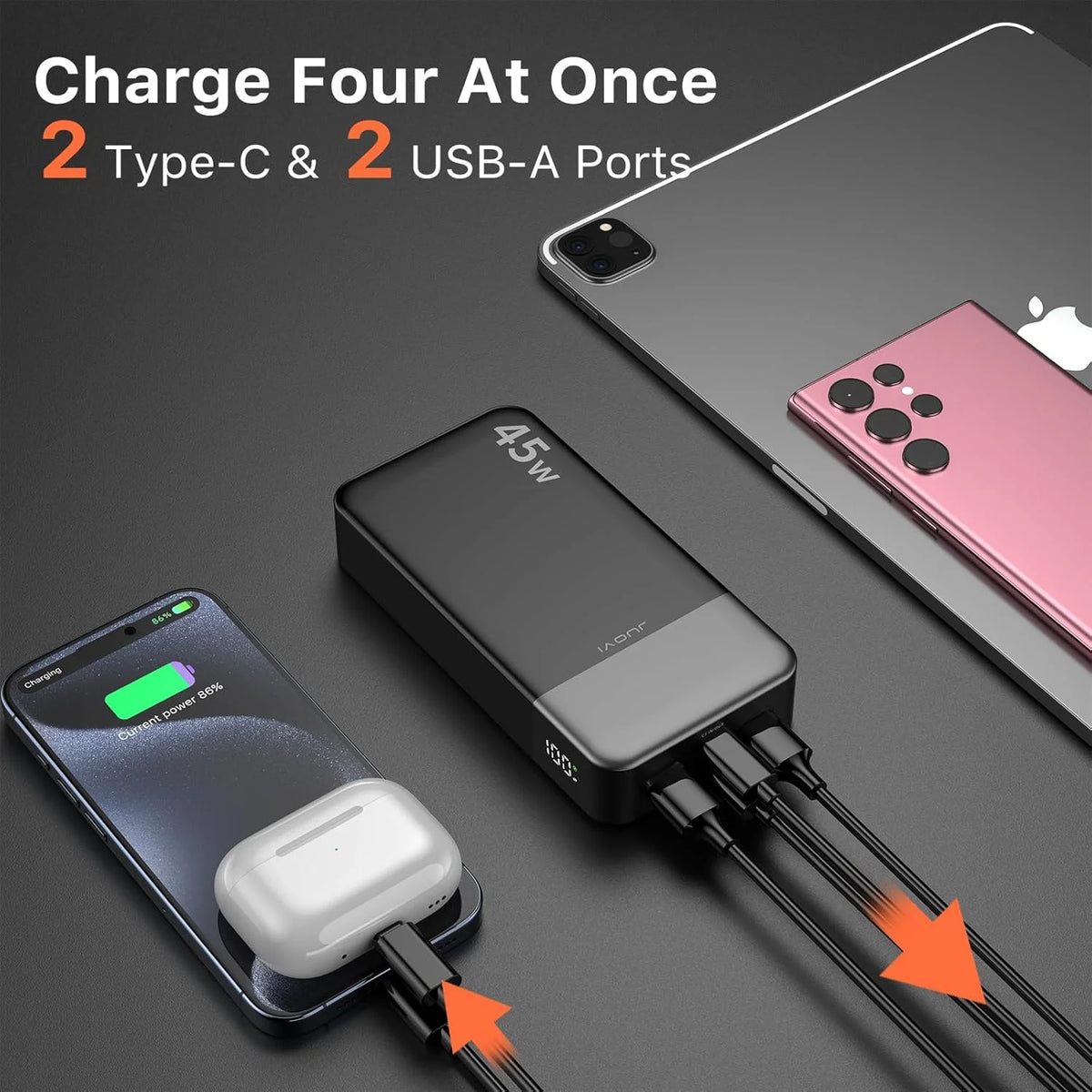 Portable 45W Fast Charging Power Bank With LED Display