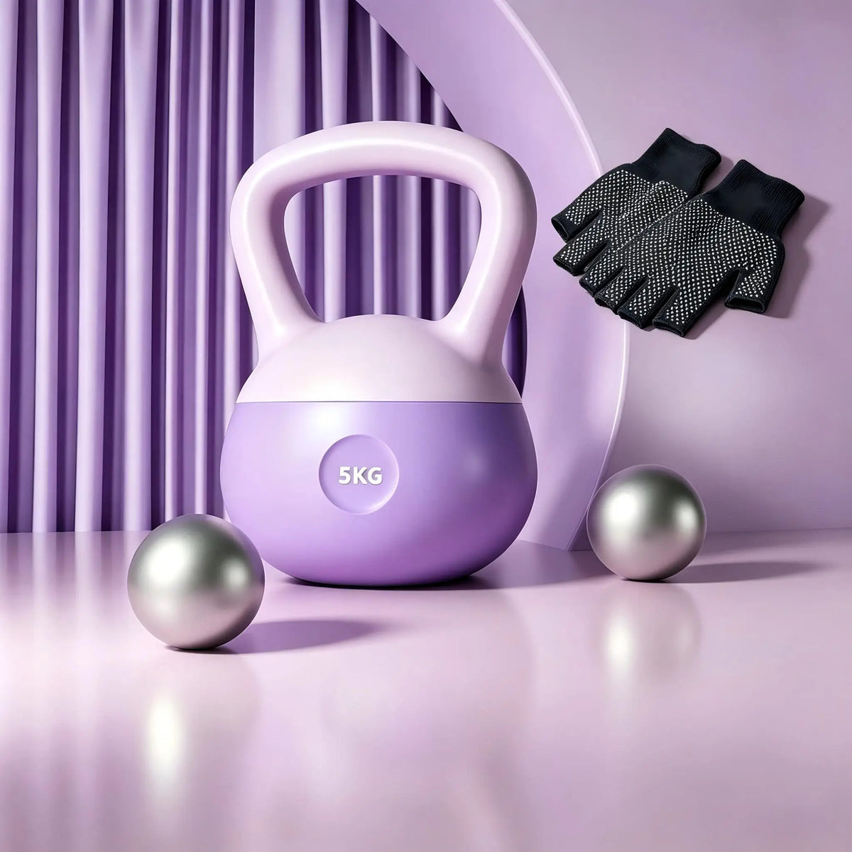 Ladies soft bell, 11.02LB soft bottom bell, household fitness weight lifting equipment, free sports gloves.