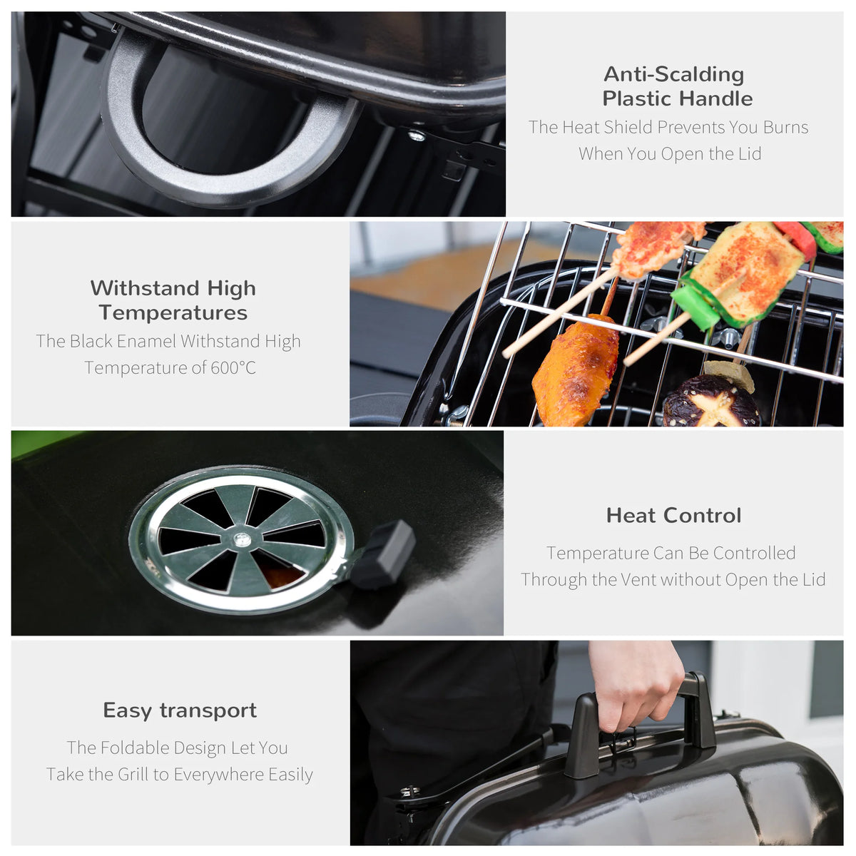 Portable Tabletop Charcoal Grill Bbq Camping Picnic Cooker Air Vent Outdoor
