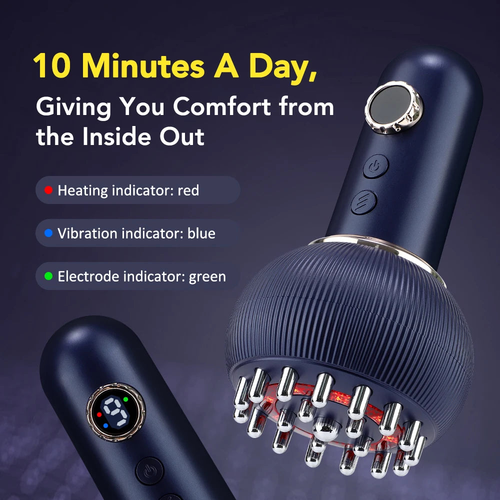 Hailicare Heated Rechargeable Body Massage Brush With Microcurrent Guasha