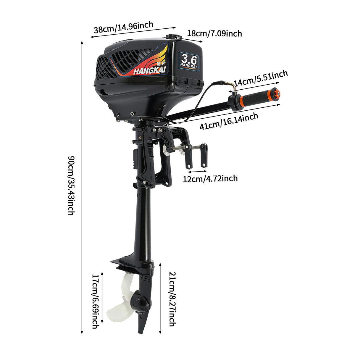 3.6HP Portable Marine Outboard Motor 2‑Stroke 55CC CDI Ignition for Fishing Boat Kayak Inflatable Dinghy Canoe