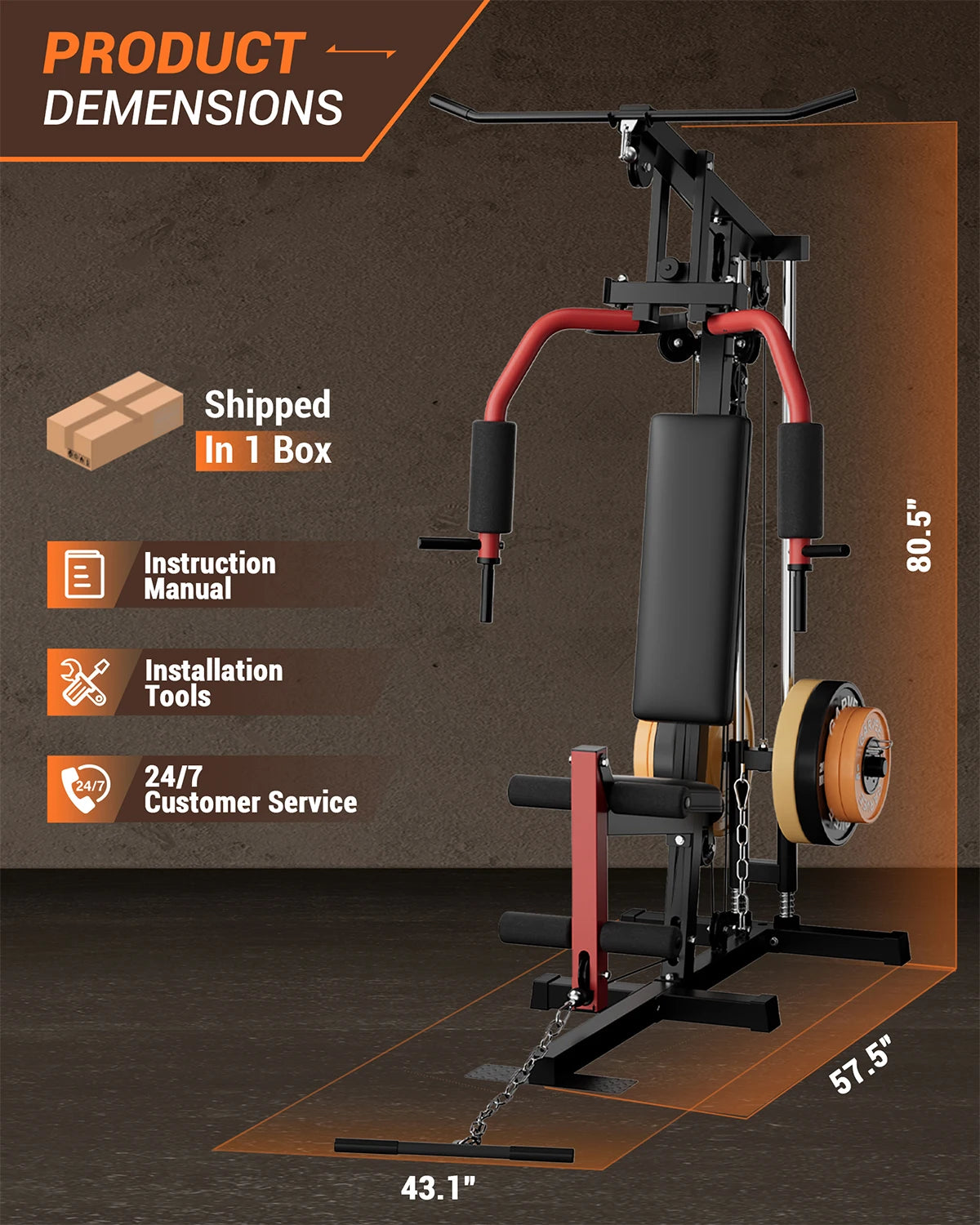 GAOMON Multifunctional Home Gym Strength Training Station with Pulley System