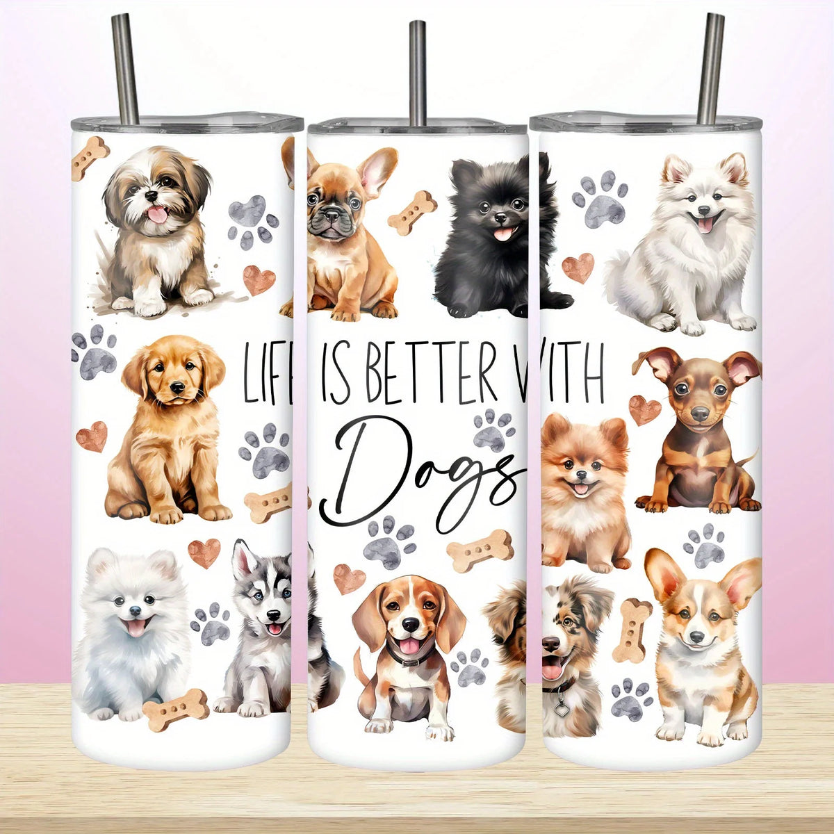 1pc/20oz/590ml/Funny Pets Dog Tumbler,Travel Mug Gift for Dog Lover, Father's Day Birthday Gift for Dad Mom Friend Sister,Dog Owner Gifts, Dog Gifts for Women, Dog Themed Gifts,Insulated Travel Coffee Mug,Birthday Gift Christ