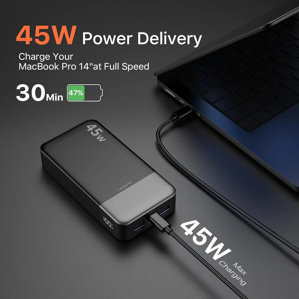 Portable 45W Fast Charging Power Bank With LED Display