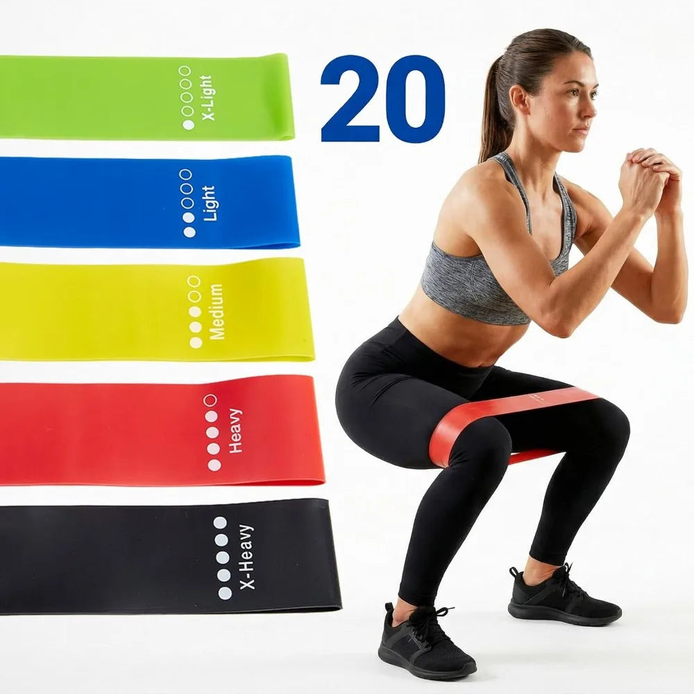 20 Count TPE Resistance Bands Fitness Set Elastic Exercise Loops for Strength Workout Muscle Stretching Yoga Gym Equipment Elastic Rubber Loop