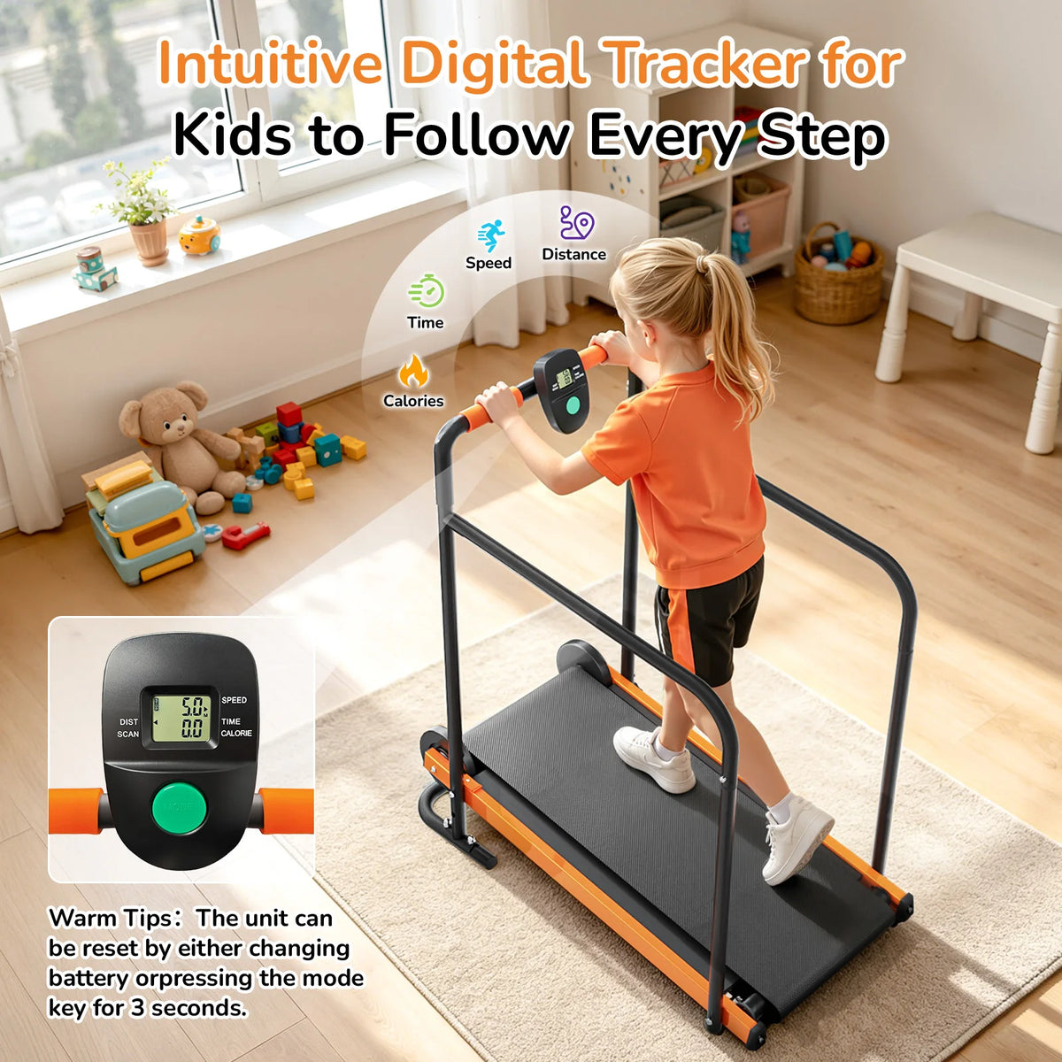 AKLUER Kids Self Propelled Walking Treadmill for Indoor Active Play