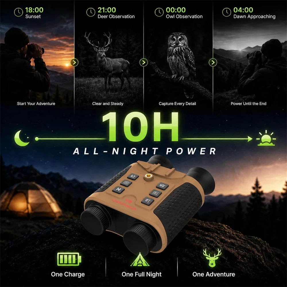 V6 Infrared Night Vision Binoculars Goggles 4K 8X Digital Zoom Head Mounted Telescope 32GB Memory Card,Photo & Video For Hunting