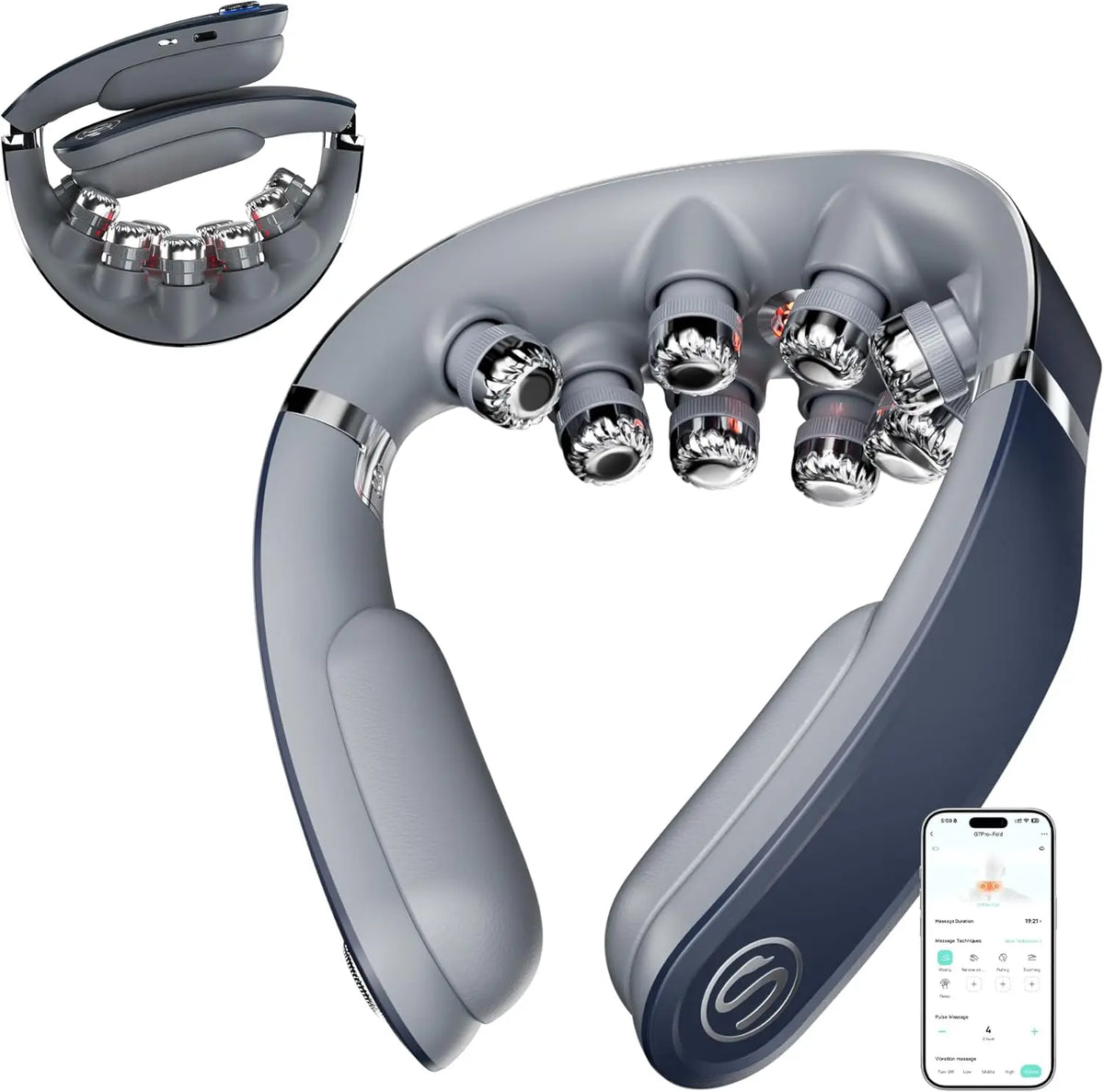 Foldable Neck Massager With Heat And Vibration For Muscle Relief