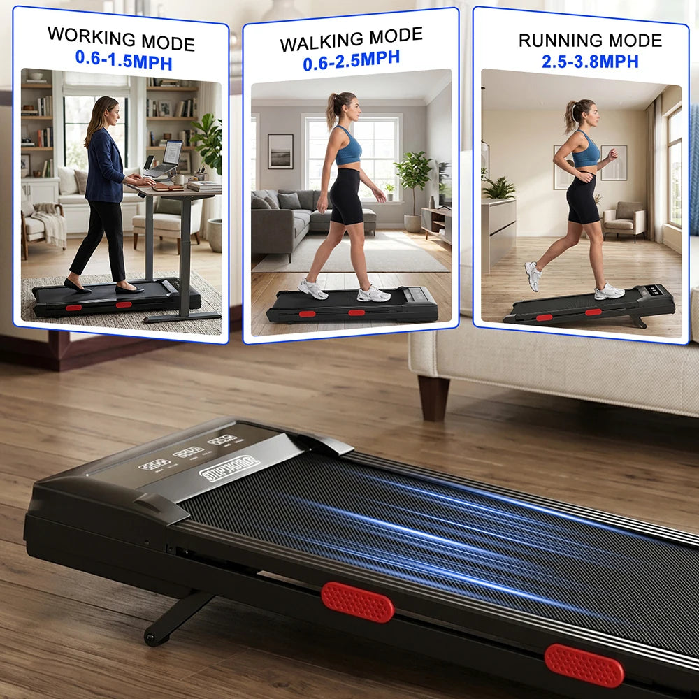 Superun Adjustable Incline Under Desk Walking Pad Treadmill for Home