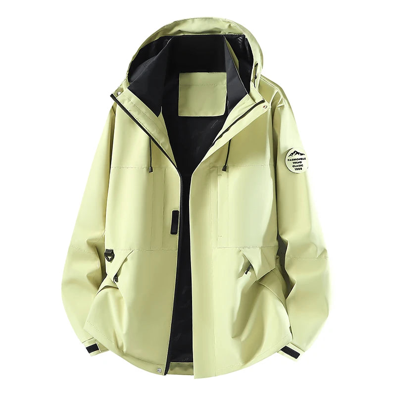 Unisex Waterproof Windbreaker Jacket Detachable Armband Hooded Outdoor Coat For Hiking Camping